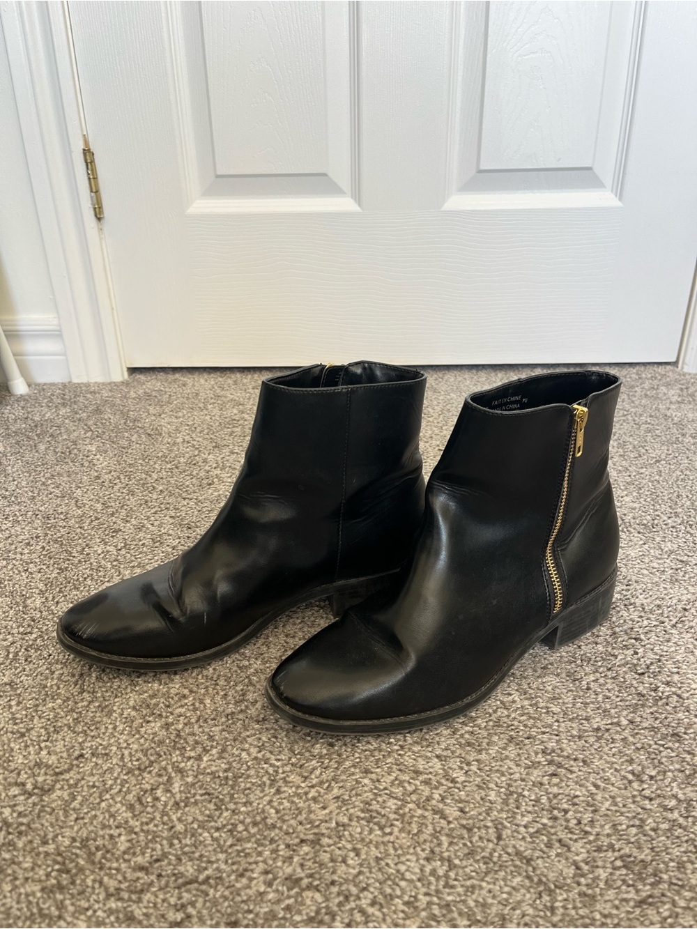 Matt and Nat Black Women's Vegan Leather Ankle Boots with Side Zip, size 40